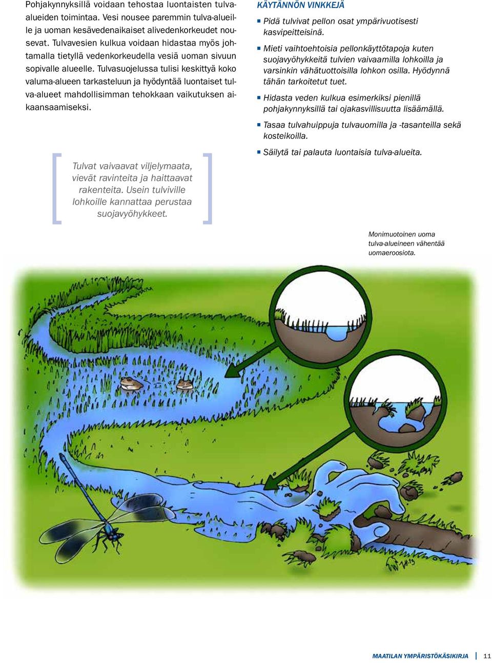 Tulvasuojelussa tulisi keskittyä koko valuma-alueen tarkasteluun ja hyödyntää luontaiset tulva-alueet mahdollisimman tehokkaan vaikutuksen aikaansaamiseksi.