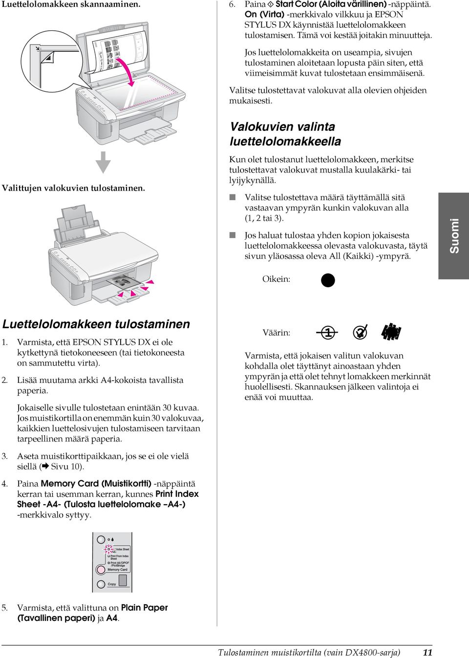 Valitse tulostettavat valokuvat alla olevien ohjeiden mukaisesti. Valittujen valokuvien tulostaminen.