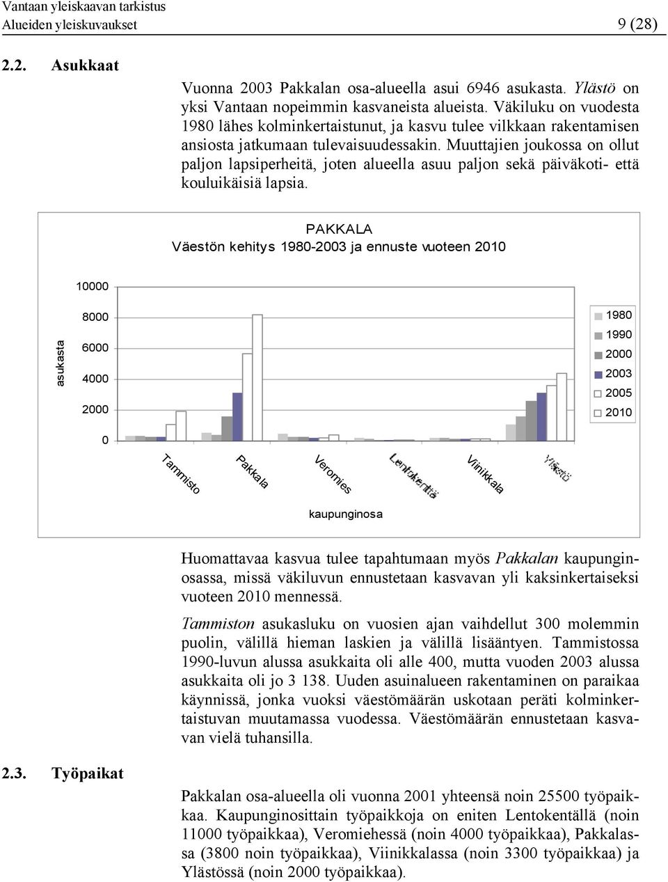 Muuttajien joukossa on ollut paljon lapsiperheitä, joten alueella asuu paljon sekä päiväkoti- että kouluikäisiä lapsia.