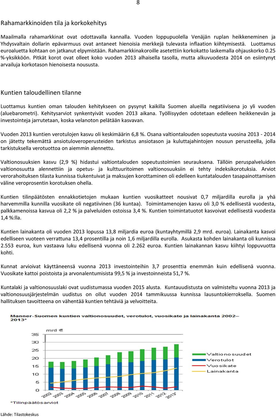 Luottamus euroaluetta kohtaan on jatkanut elpymistään. Rahamarkkinakoroille asetettiin korkokatto laskemalla ohjauskorko.25 %-yksikköön.