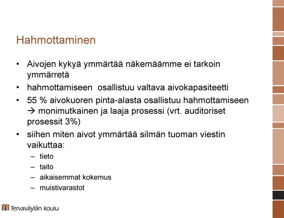 hahmottamiseen monimutkainen ja laaja prosessi (vrt.