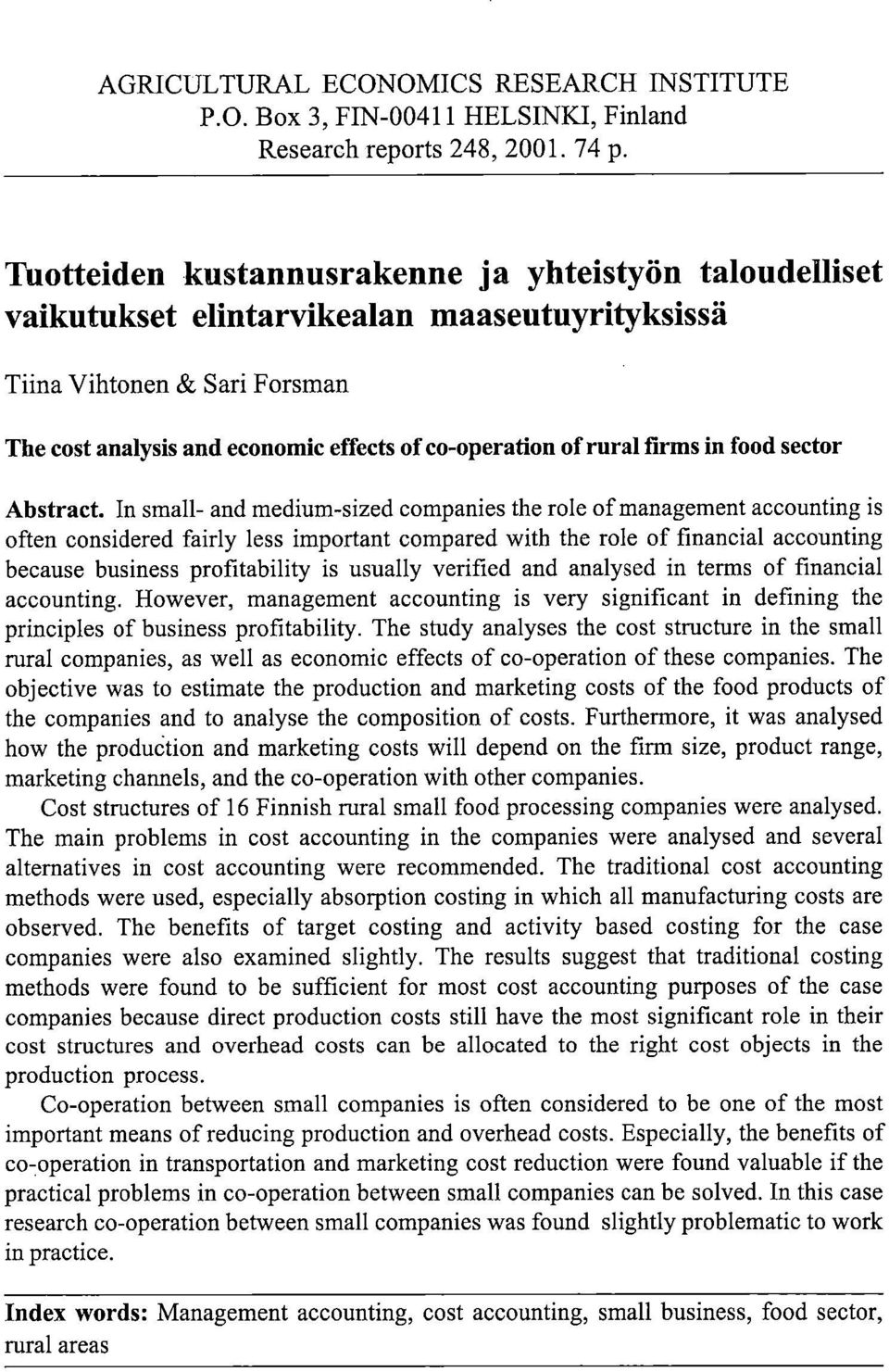 firms in food sector Abstract.