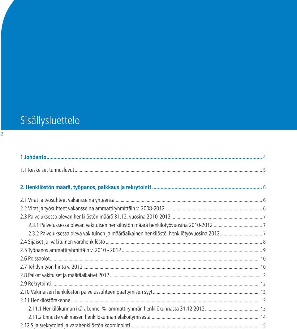 .. 7 2.4 Sijaiset ja vakituinen varahenkilöstö... 8 2.5 Työpanos ammattiryhmittäin v. 2010-2012... 9 2.6 Poissaolot... 10 2.7 Tehdyn työn hinta v. 2012... 10 2.8 Palkat vakituiset ja määräaikaiset 2012.