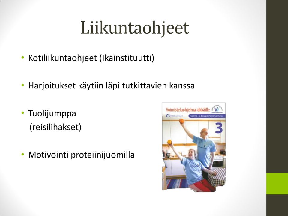 läpi tutkittavien kanssa Tuolijumppa