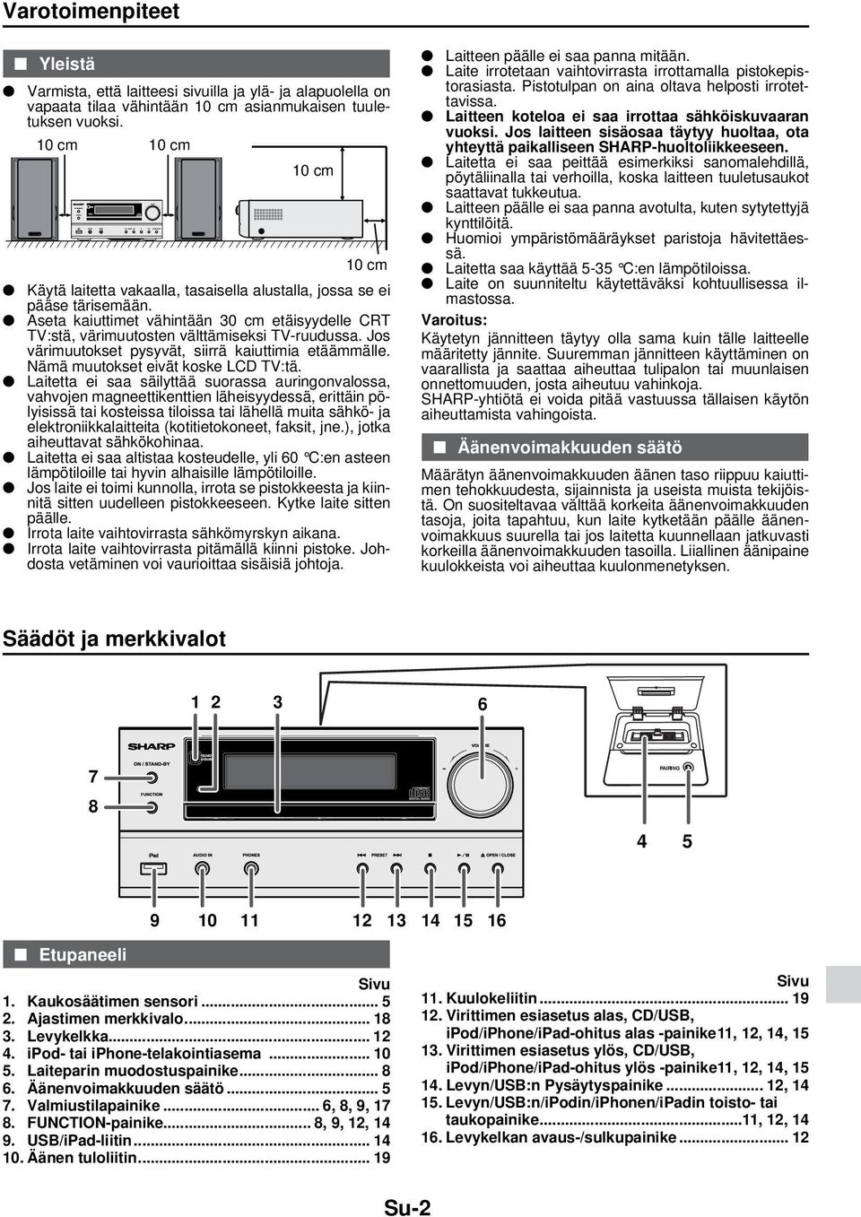 Jos värimuutokset pysyvät, siirrä kaiuttimia etäämmälle. Nämä muutokset eivät koske LCD TV:tä.