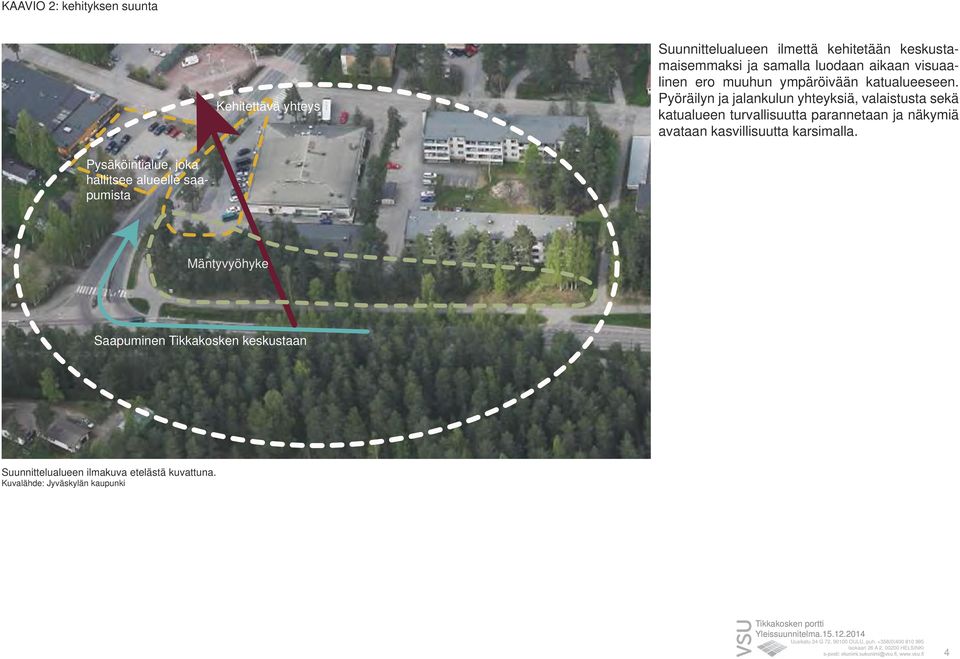 Pyöräilyn ja jalankulun yhteyksiä, valaistusta sekä katualueen turvallisuutta parannetaan ja näkymiä avataan kasvillisuutta karsimalla.