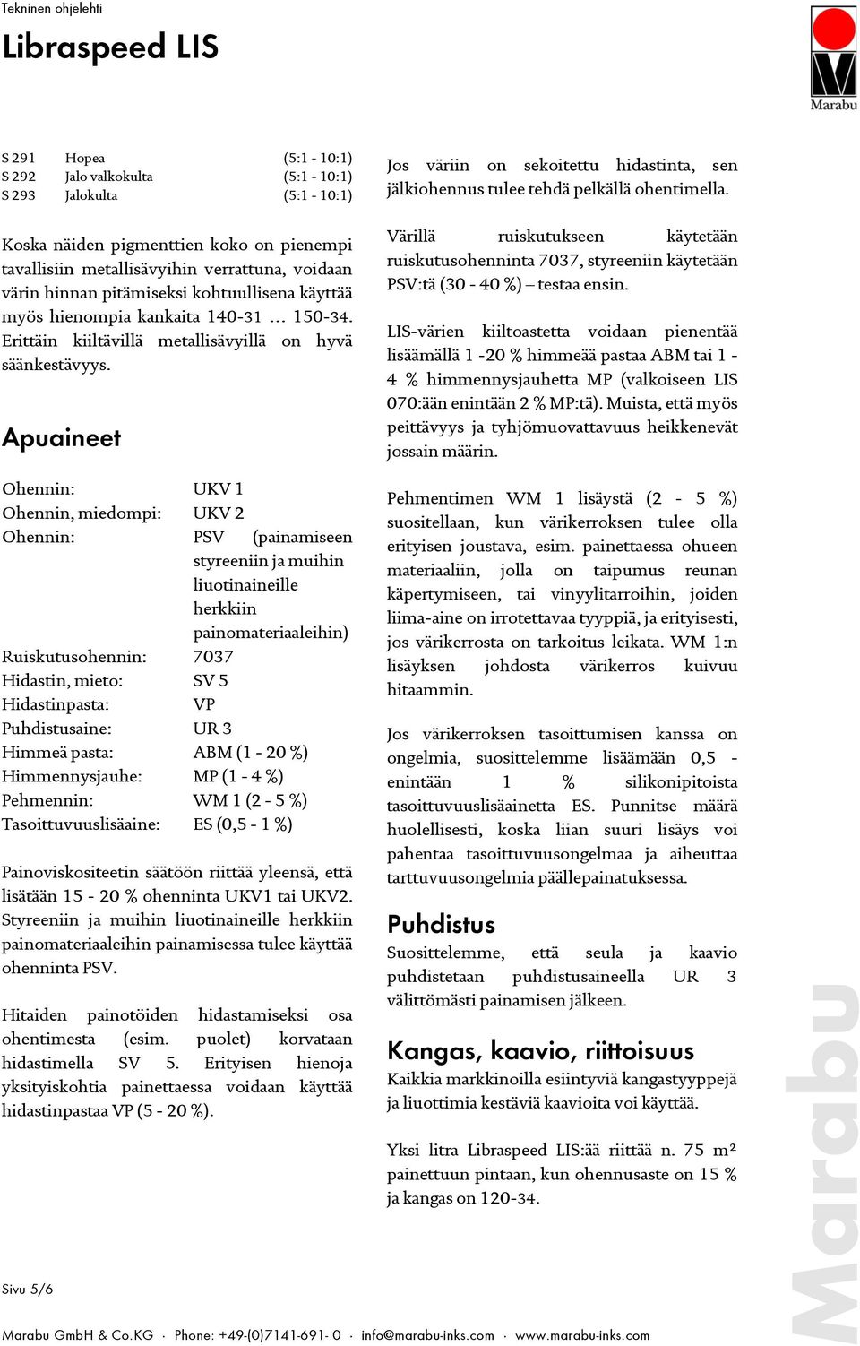 Apuaineet Jos väriin on sekoitettu hidastinta, sen jälkiohennus tulee tehdä pelkällä ohentimella.