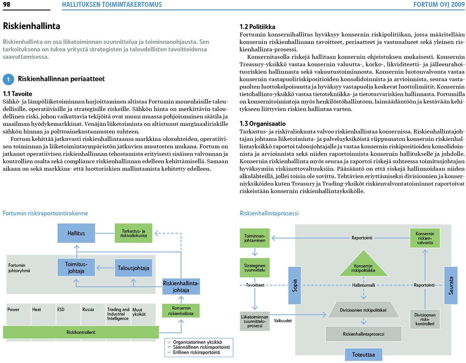 1 Tavoite Sähkö- ja lämpöliiketoiminnan harjoittaminen altistaa Fortumin monenlaisille taloudellisille, operatiivisille ja strategisille riskeille.
