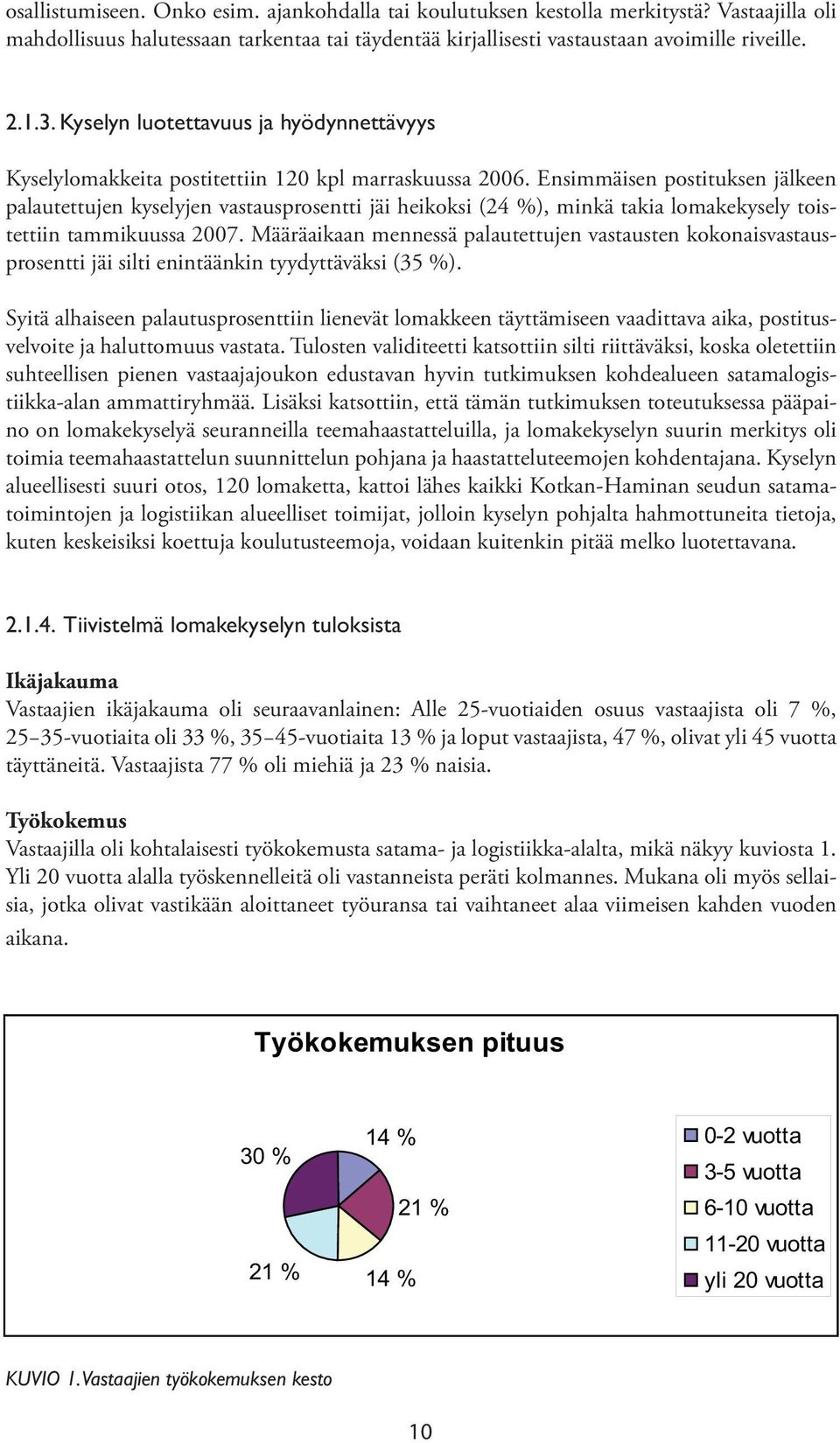 Ensimmäisen postituksen jälkeen palautettujen kyselyjen vastausprosentti jäi heikoksi (24 %), minkä takia lomakekysely toistettiin tammikuussa 2007.