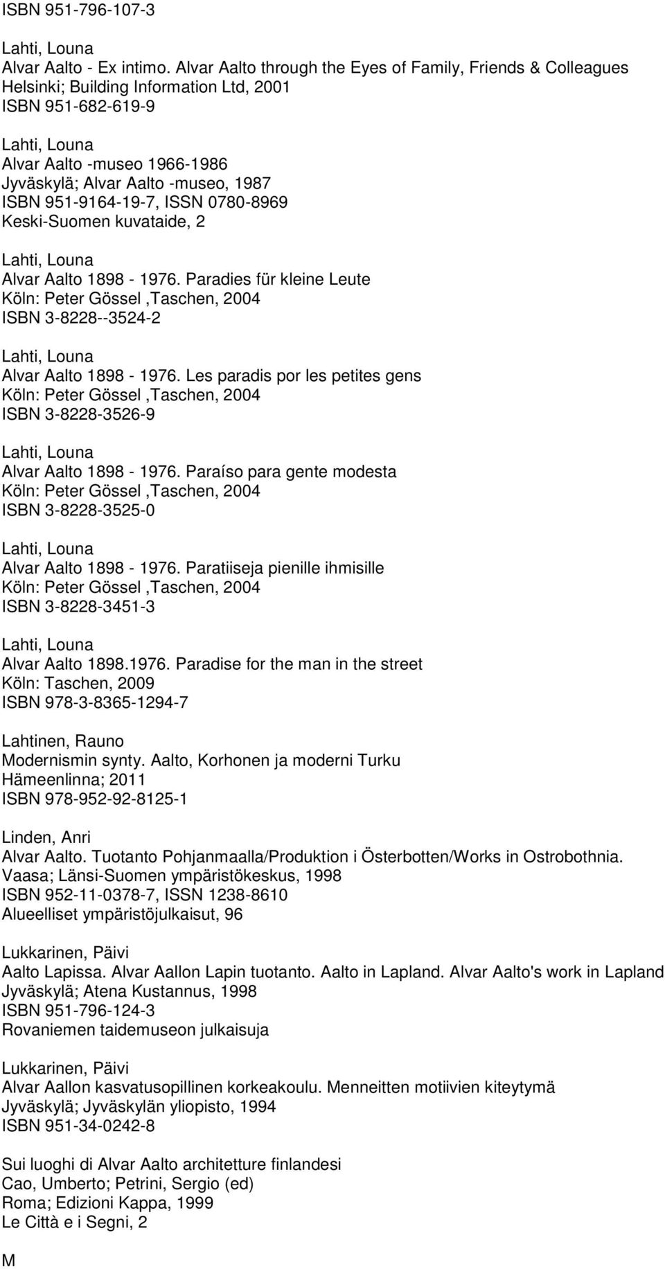 Keski-Suomen kuvataide, 2 Lahti, Louna 1898-1976. Paradies für kleine Leute Köln: Peter Gössel,Taschen, 2004 ISBN 3-8228--3524-2 Lahti, Louna 1898-1976.