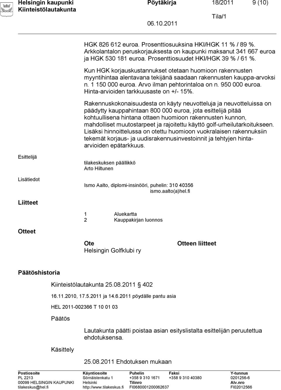 Arvo ilman pehtorintaloa on n. 950 000 euroa. Hinta-arvioiden tarkkuusaste on +/- 15%.