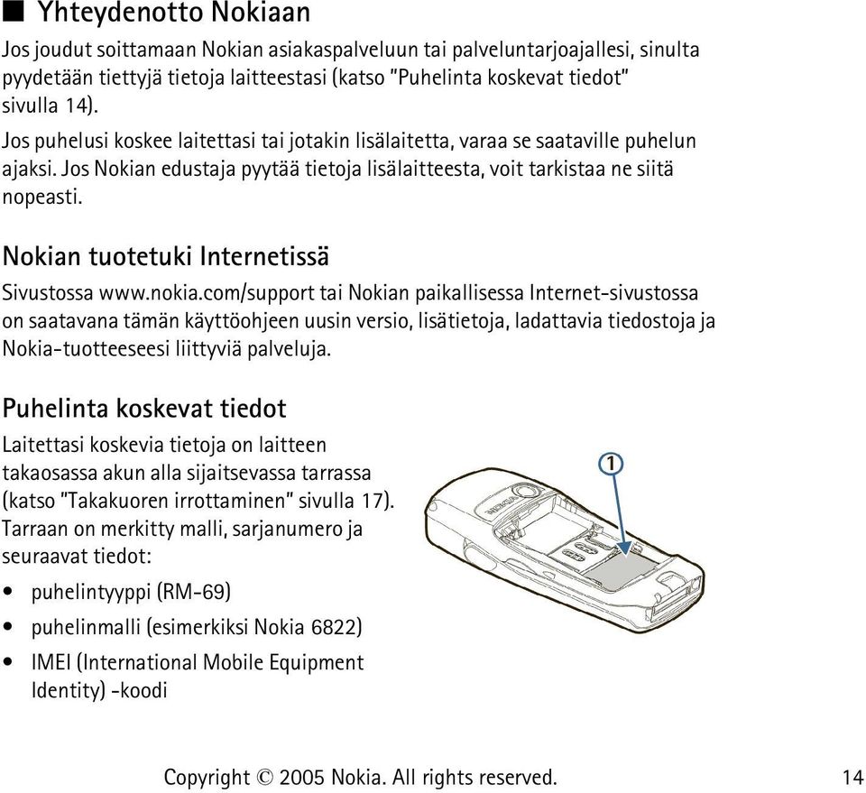 Nokian tuotetuki Internetissä Sivustossa www.nokia.