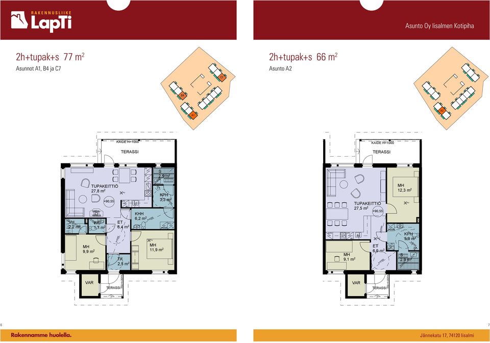 1,7 m2 TUPAEITÖ 27,8 m2 9,9 m2 1,7 m2 6,4 m2 T P J HH 6,4 m2 T P J HH 11,9 m2 3,3 m2 11,9 m2 3,3 m2 J/P