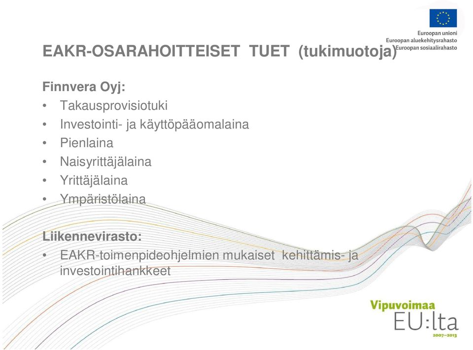 Naisyrittäjälaina Yrittäjälaina Ympäristölaina