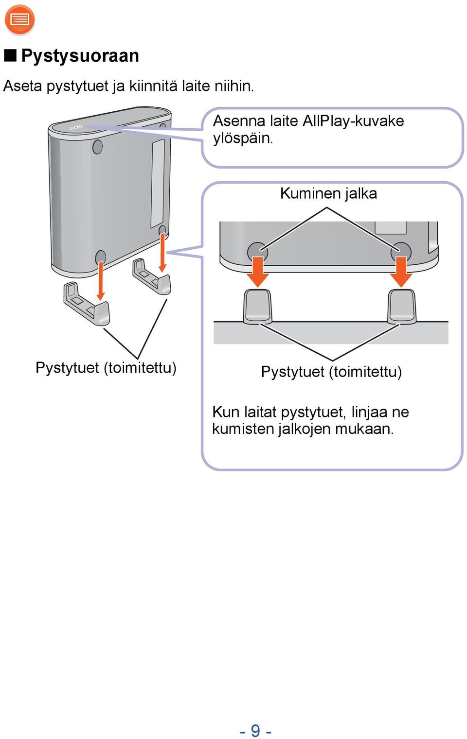 Kuminen jalka Pystytuet (toimitettu) Pystytuet