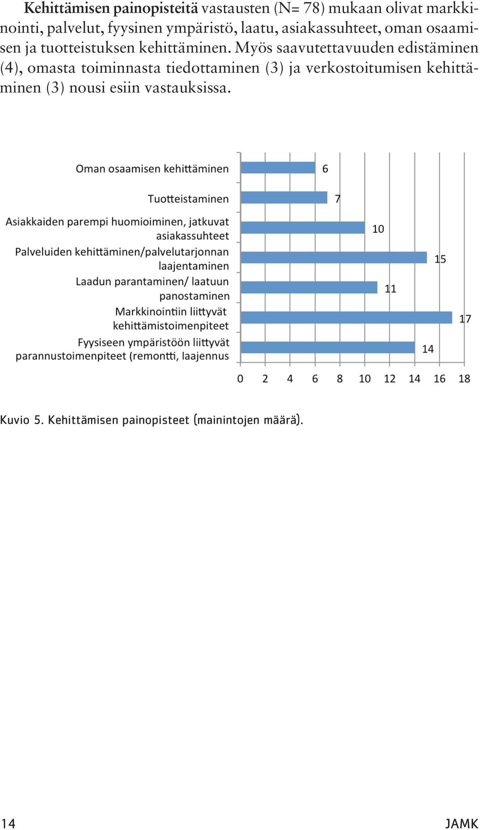 Myös saavutettavuuden edistäminen (4), omasta toiminnasta tiedottaminen (3) ja