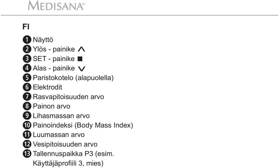 Painon arvo Lihasmassan arvo Painoindeksi (Body Mass Index) Luumassan