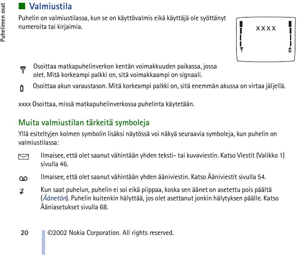 xxxx Osoittaa, missä matkapuhelinverkossa puhelinta käytetään.