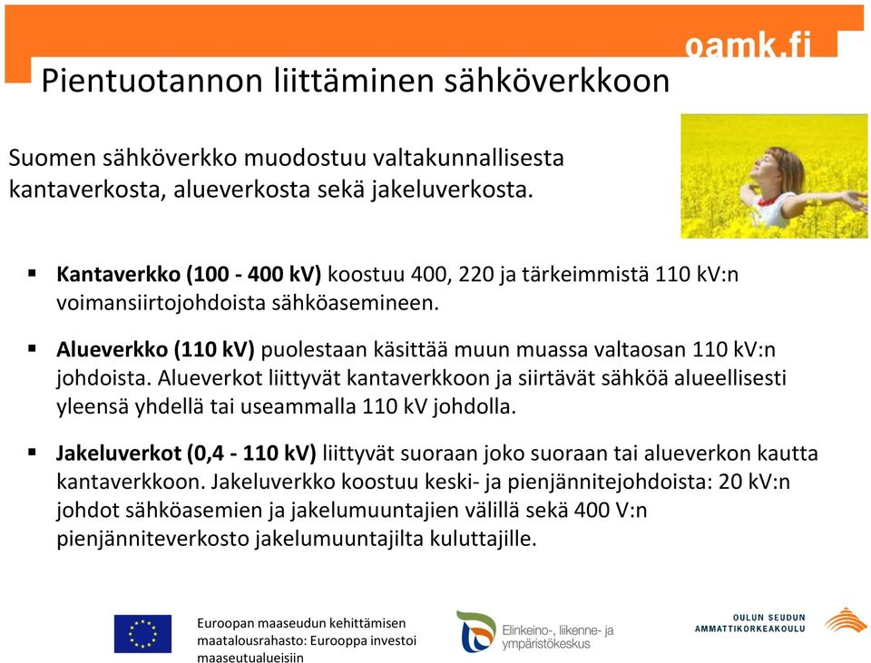 Alueverkko (110 kv) puolestaan käsittää muun muassa valtaosan 110 kv:n johdoista.