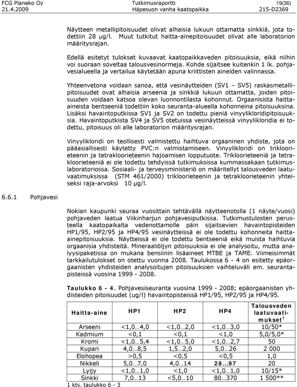 Kohde sijaitsee kuitenkin 1 lk. pohjavesialueella ja vertailua käytetään apuna kriittisten aineiden valinnassa.