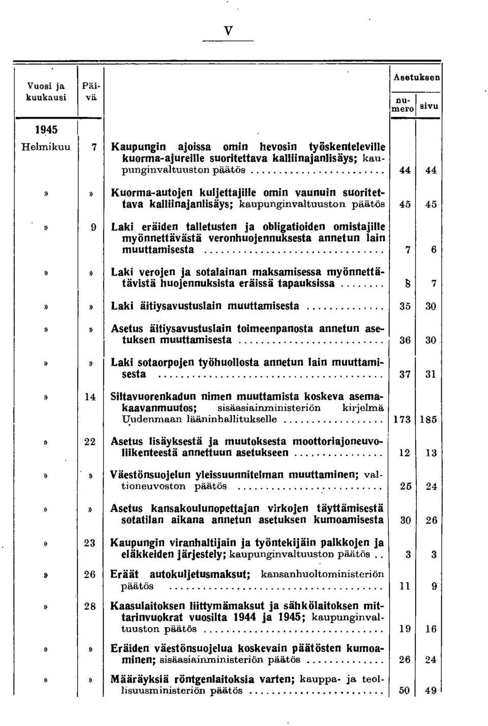 ..... _.... 44 44,) 9 Laki eräiden talletusten ja obligatioiden omistajille myönnettävästä veronhuojennuksesta annetun lain muuttamisesta.