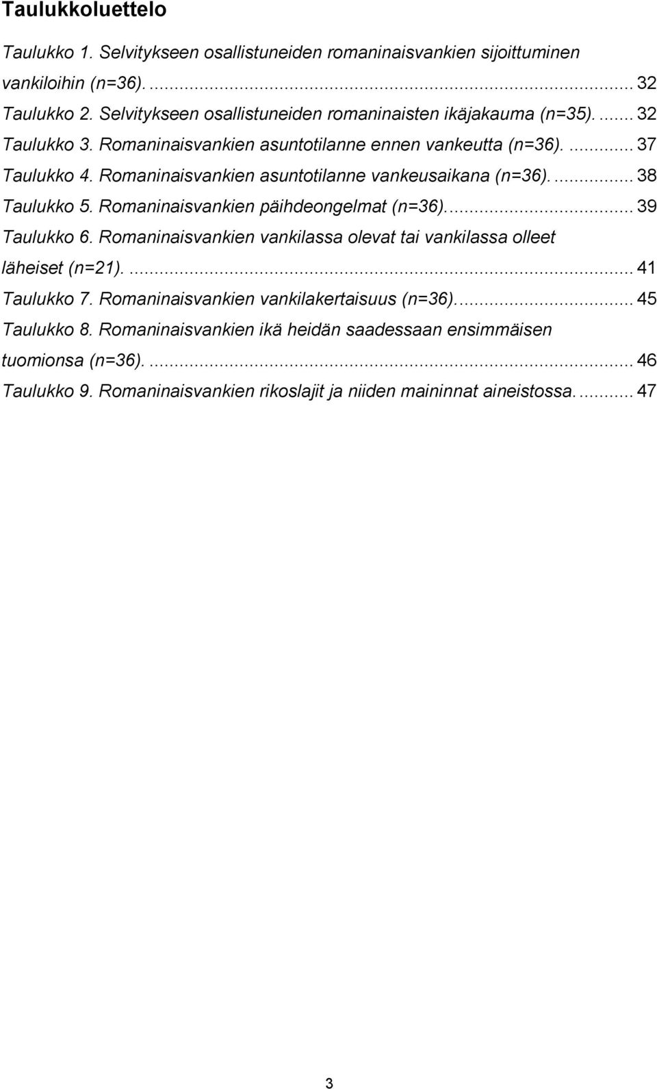 Romaninaisvankien asuntotilanne vankeusaikana (n=36).... 38 Taulukko 5. Romaninaisvankien päihdeongelmat (n=36)... 39 Taulukko 6.