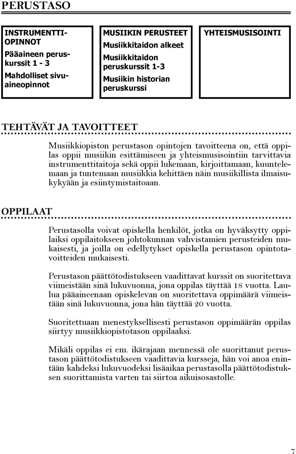 lukemaan, kirjoittamaan, kuuntelemaan ja tuntemaan musiikkia kehittäen näin musiikillista ilmaisukykyään ja esiintymistaitoaan.