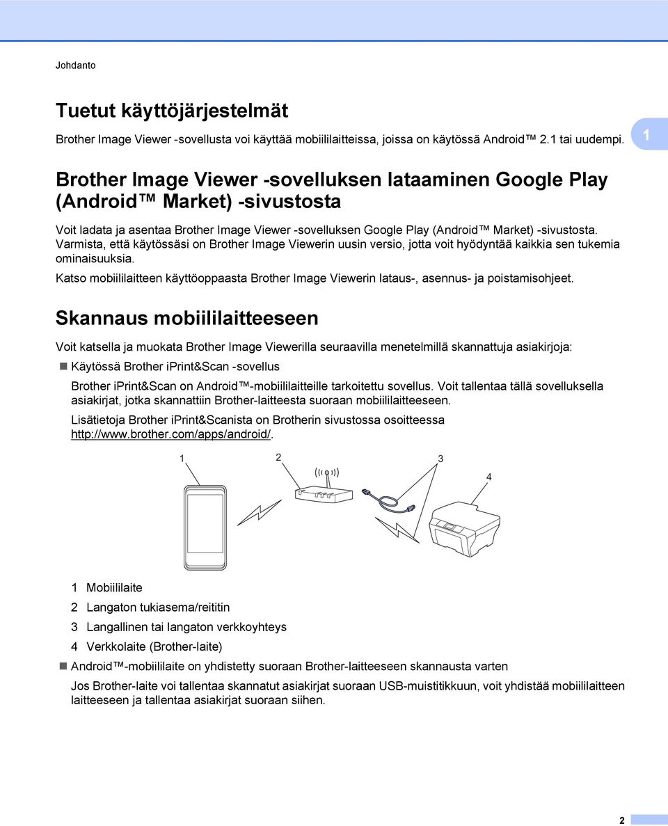 Varmista, että käytössäsi on Brother Image Viewerin uusin versio, jotta voit hyödyntää kaikkia sen tukemia ominaisuuksia.