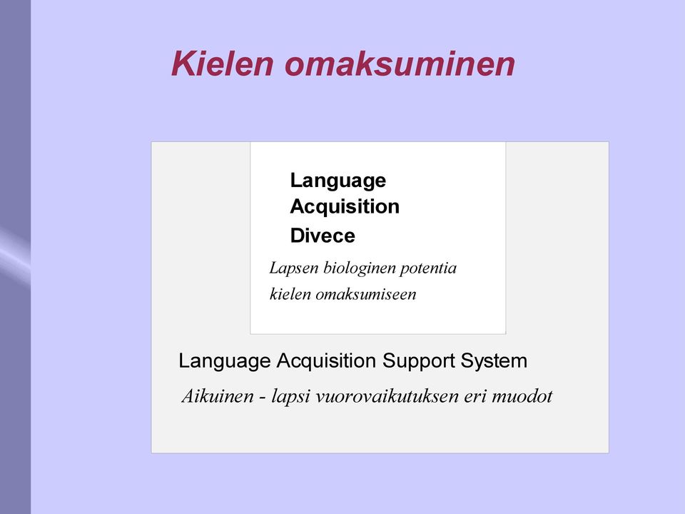 omaksumiseen Language Acquisition Support