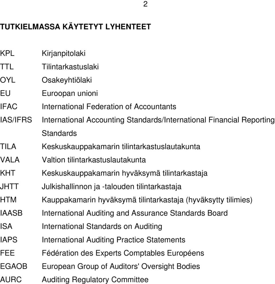 Keskuskauppakamarin hyväksymä tilintarkastaja Julkishallinnon ja -talouden tilintarkastaja Kauppakamarin hyväksymä tilintarkastaja (hyväksytty tilimies) International Auditing and Assurance