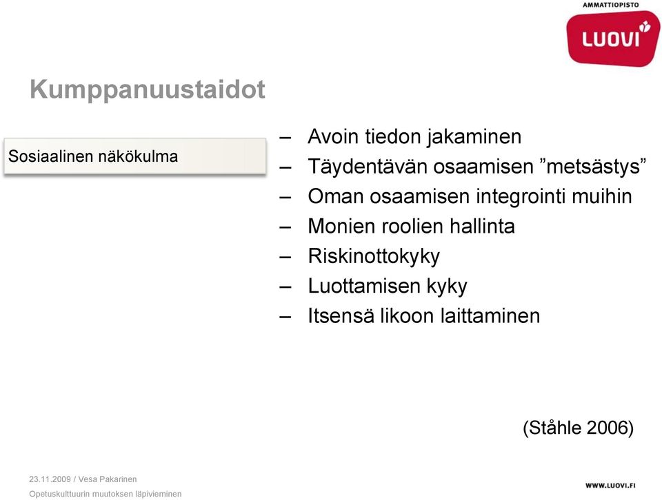 osaamisen integrointi muihin Monien roolien hallinta