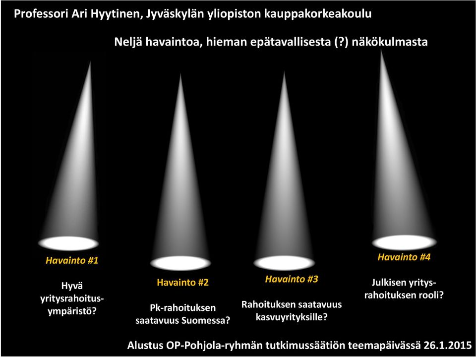 Havainto #4 Havainto #2 Havainto #3 Julkisen yritysrahoituksen rooli?