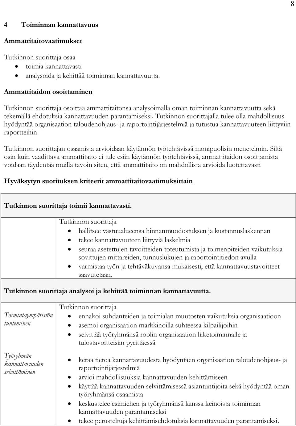 lla tulee olla mahdollisuus hyödyntää organisaation taloudenohjaus- ja raportointijärjestelmiä ja tutustua kannattavuuteen liittyviin raportteihin.