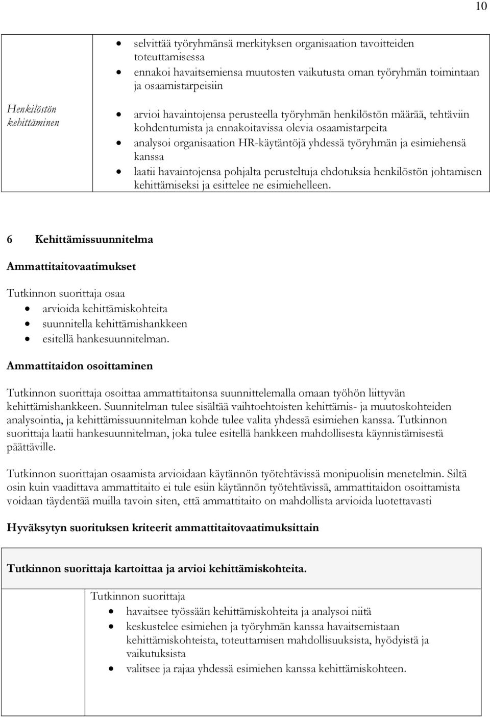 kanssa laatii havaintojensa pohjalta perusteltuja ehdotuksia henkilöstön johtamisen kehittämiseksi ja esittelee ne esimiehelleen.