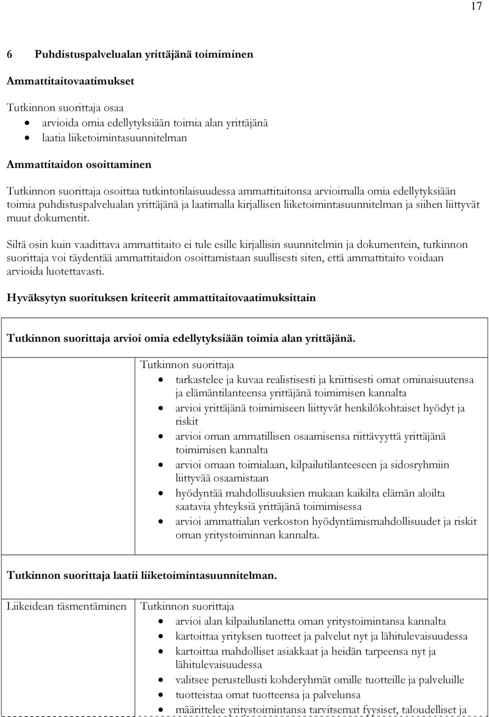 Siltä osin kuin vaadittava ammattitaito ei tule esille kirjallisin suunnitelmin ja dokumentein, tutkinnon suorittaja voi täydentää ammattitaidon osoittamistaan suullisesti siten, että ammattitaito