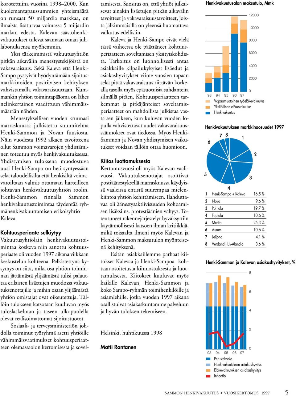 Sekä Kaleva että Henki- Sampo pystyivät hyödyntämään sijoitusmarkkinoiden positiivisen kehityksen vahvistamalla vakavaraisuuttaan.