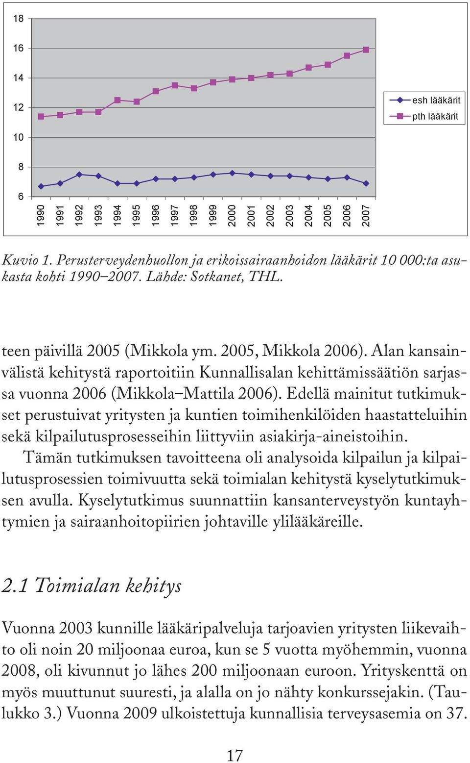 Alan kansainvälistä kehitystä raportoitiin Kunnallisalan kehittämissäätiön sarjassa vuonna 2006 (Mikkola Mattila 2006).