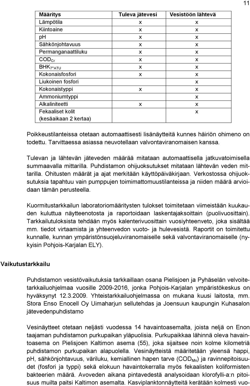 Tarvittaessa asiassa neuvotellaan valvontaviranomaisen kanssa. Tulevan ja lähtevän jäteveden määrää mitataan automaattisella jatkuvatoimisella summaavalla mittarilla.