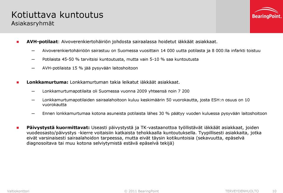 AVH-potilaista 15 % jää pysyvään laitoshoitoon Lonkkamurtuma: Lonkkamurtuman takia leikatut iäkkäät asiakkaat.