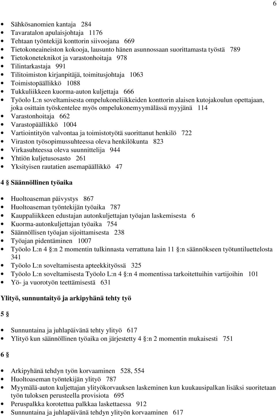 soveltamisesta ompelukoneliikkeiden konttorin alaisen kutojakoulun opettajaan, joka osittain työskentelee myös ompelukonemyymälässä myyjänä 114 Varastonhoitaja 662 Varastopäällikkö 1004