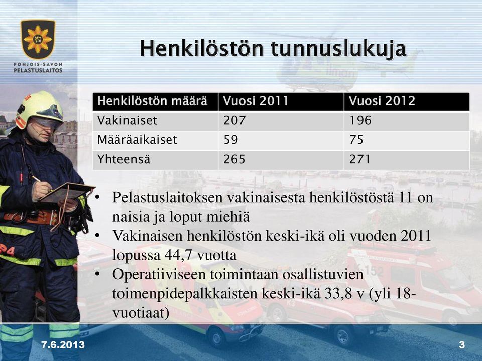 naisia ja loput miehiä Vakinaisen henkilöstön keski-ikä oli vuoden 2011 lopussa 44,7 vuotta