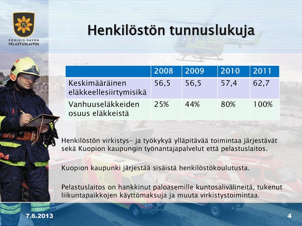 kaupungin työnantajapalvelut että pelastuslaitos. Kuopion kaupunki järjestää sisäistä henkilöstökoulutusta.