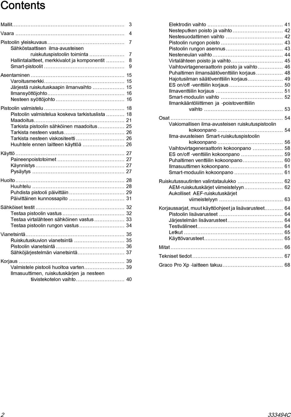 .. 18 Pistoolin valmistelua koskeva tarkistuslista... 18 Maadoitus... 21 Tarkista pistoolin sähköinen maadoitus... 25 Tarkista nesteen vastus... 26 Tarkista nesteen viskositeetti.