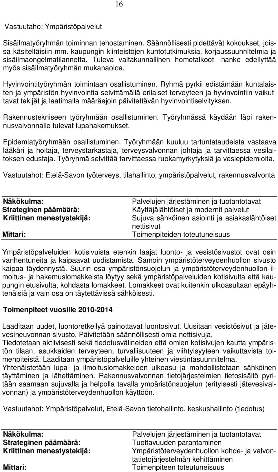 Hyvinvointityöryhmän toimintaan osallistuminen.