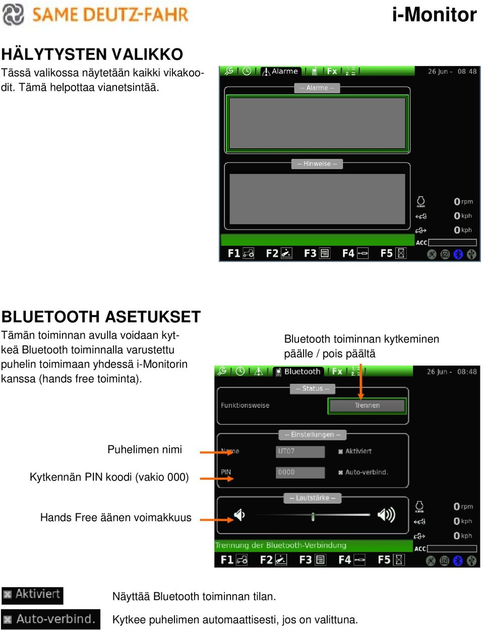 i-monitorin kanssa (hands free toiminta).