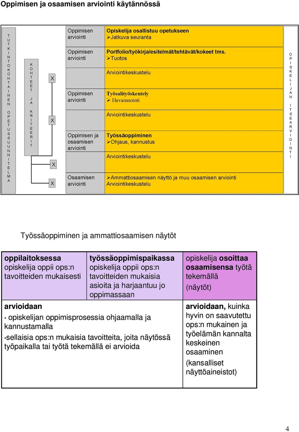 ohjaamalla ja kannustamalla sellaisia ops:n mukaisia tavoitteita, joita näytössä työpaikalla tai työtä tekemällä ei arvioida opiskelija osoittaa