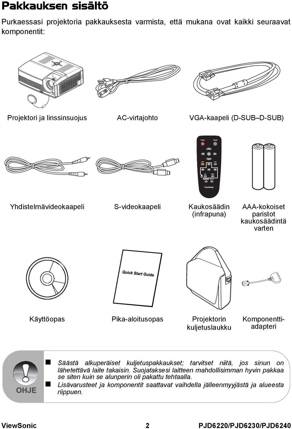 kuljetuslaukku Komponenttiadapteri Säästä alkuperäiset kuljetuspakkaukset; tarvitset niitä, jos sinun on lähetettävä laite takaisin.