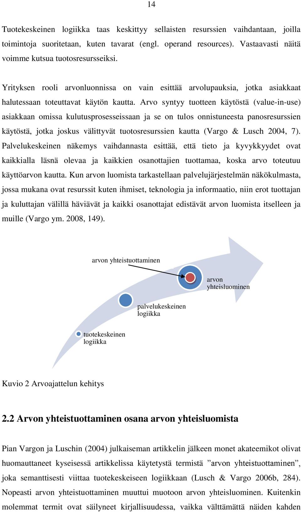 Arvo syntyy tuotteen käytöstä (value-in-use) asiakkaan omissa kulutusprosesseissaan ja se on tulos onnistuneesta panosresurssien käytöstä, jotka joskus välittyvät tuotosresurssien kautta (Vargo &