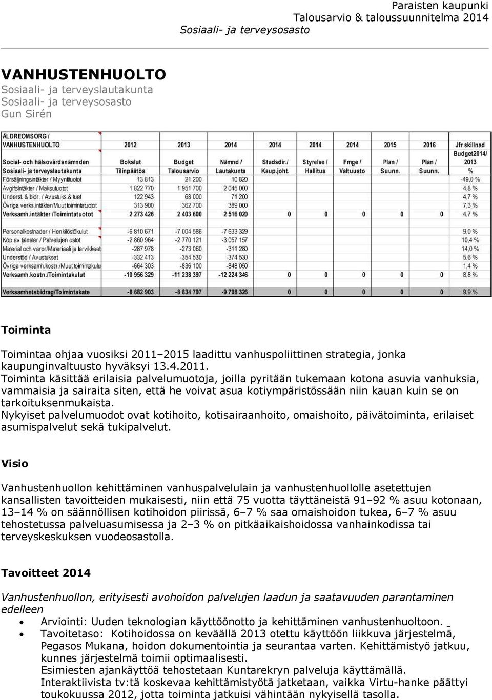 Toiminta käsittää erilaisia palvelumuotoja, joilla pyritään tukemaan kotona asuvia vanhuksia, vammaisia ja sairaita siten, että he voivat asua kotiympäristössään niin kauan kuin se on