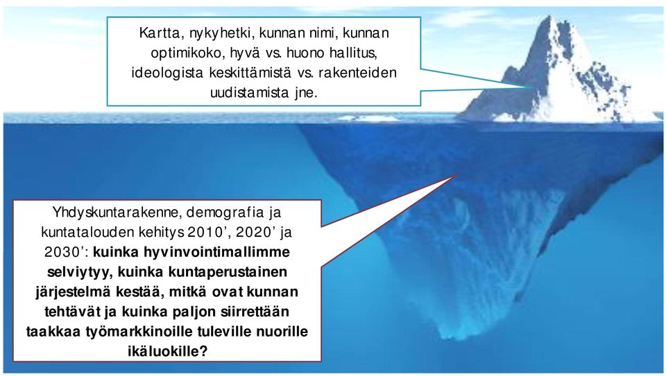 Yhdyskuntarakenne, demografia ja kuntatalouden kehitys 2010, 2020 ja 2030 : kuinka